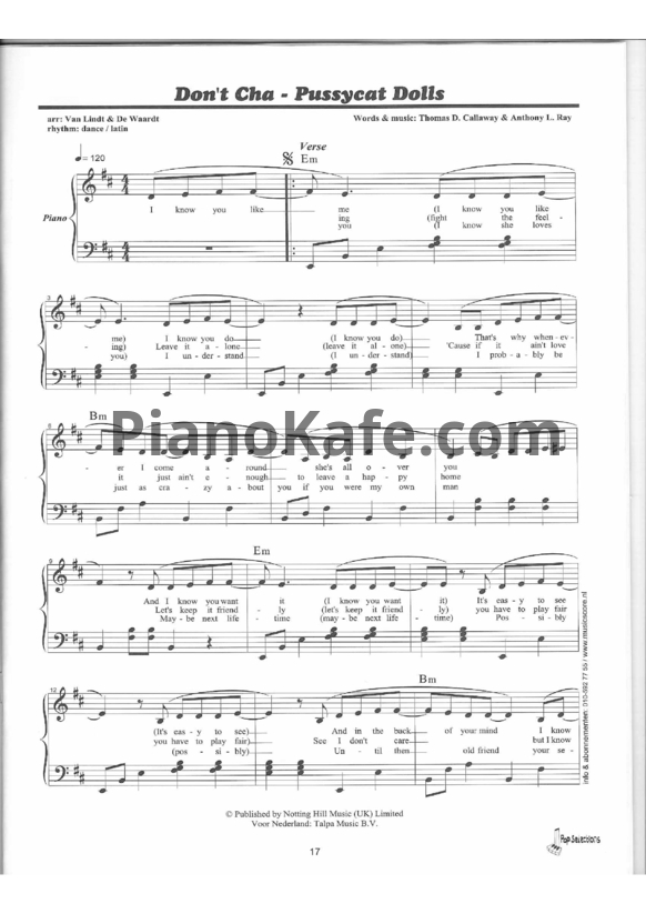 Ноты Pussycat Dolls feat. Busta Rhymes - Don't сha - PianoKafe.com