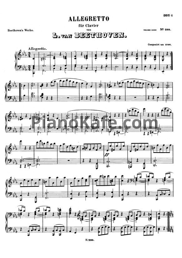 Ноты Л. В. Бетховен - Аллегретто до минор WoO 53 - PianoKafe.com