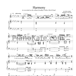 Ноты Elton John - Harmony - предпросмотр