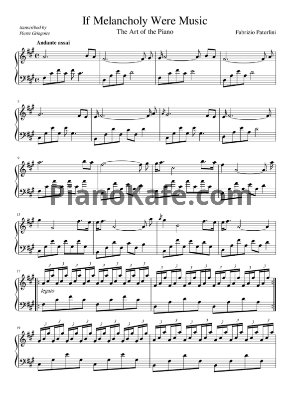 Ноты Fabrizio Paterlini - If melancholy were music - PianoKafe.com