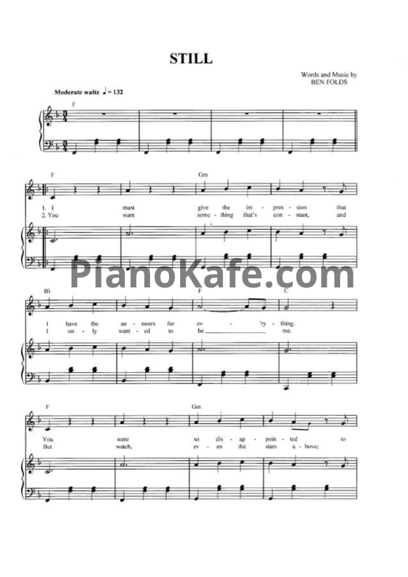 Ноты Ben Folds - Still - PianoKafe.com