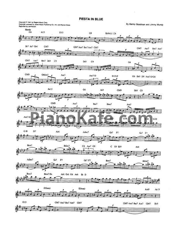 Ноты Benny Goodman - Fiesta in blue - PianoKafe.com