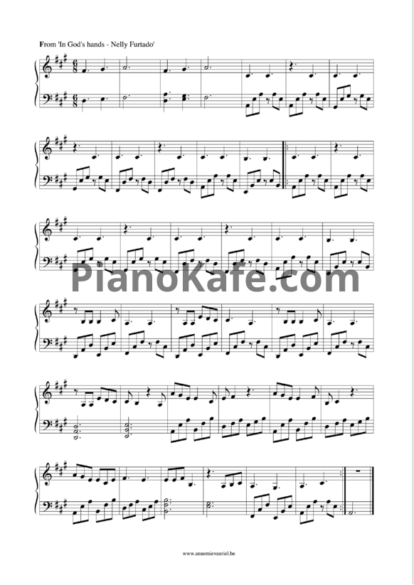 Ноты Nelly Furtado - In god's hands - PianoKafe.com