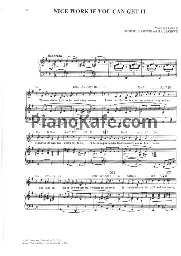 Ноты George Gershwin, Ira Gershwin - Nice work if you can get it - PianoKafe.com