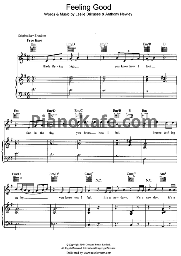 Ноты Michael Buble - Feeling good - PianoKafe.com