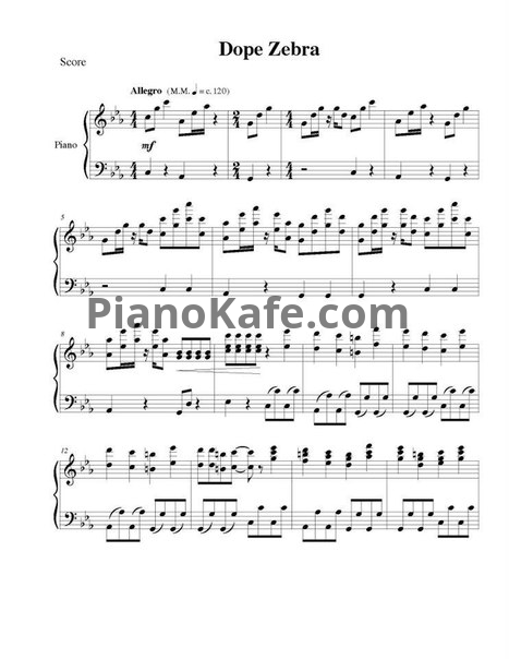 Ноты Dope Zebra - PianoKafe.com