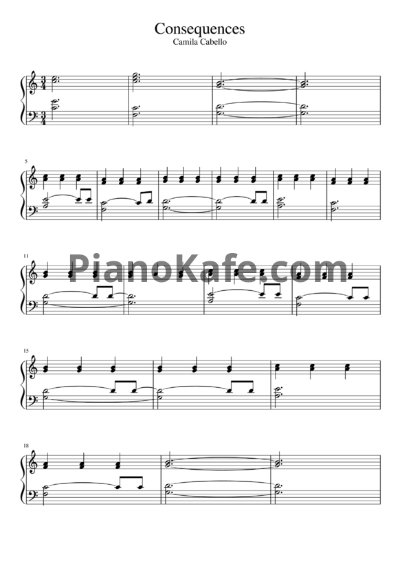 Ноты Camila Cabello - Consequences - PianoKafe.com