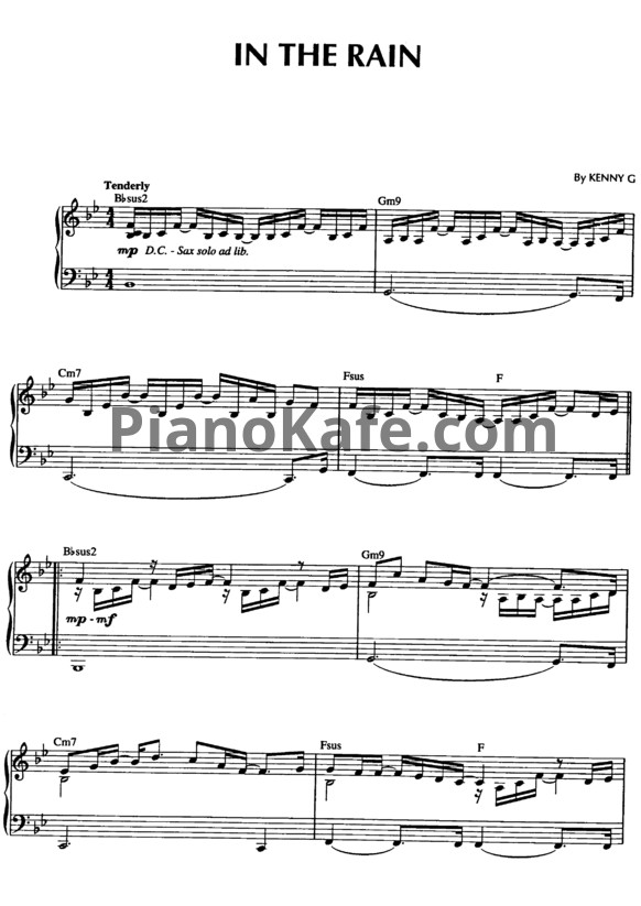 Ноты Kenny G - In the rain - PianoKafe.com