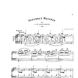 Ноты Луи Моро Готшалк - Souvenir des Ardennes - предпросмотр