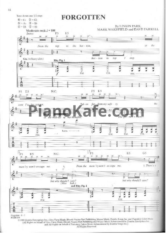 Ноты Linkin Park - Forgotten - PianoKafe.com