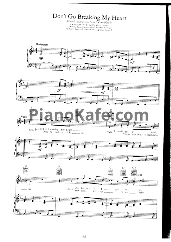 Ноты Elton John - Don't go breaking my heart - PianoKafe.com