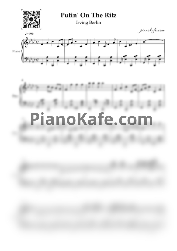 Ноты Irving Berlin - Puttin' on the ritz (Версия 2) - PianoKafe.com