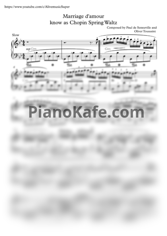 Ноты П. де Сенневиль - Mariage d'Amour (Версия 3) - PianoKafe.com