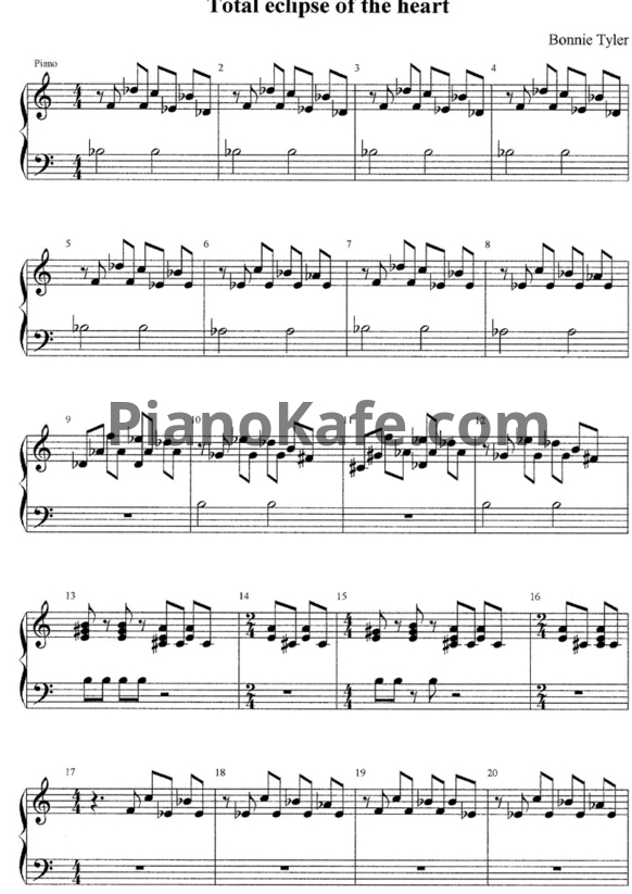 Ноты Bonnie Tyler - Total Eclipse of the Heart (Версия 3) - PianoKafe.com