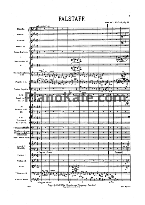 Ноты Эдуард Элгар - Фальстаф (Op. 68, Партитура) - PianoKafe.com