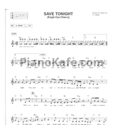 Ноты Eagle-eye Cherry - Save tonight (Вокальная партия)