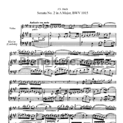 Ноты И. Бах - Соната №2 ля мажор (BWV 1015) - предпросмотр