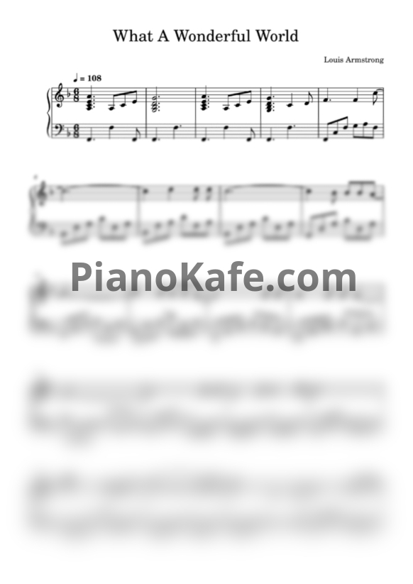 Ноты Louis Armstrong - What a wonderful world! (Версия 3) - PianoKafe.com