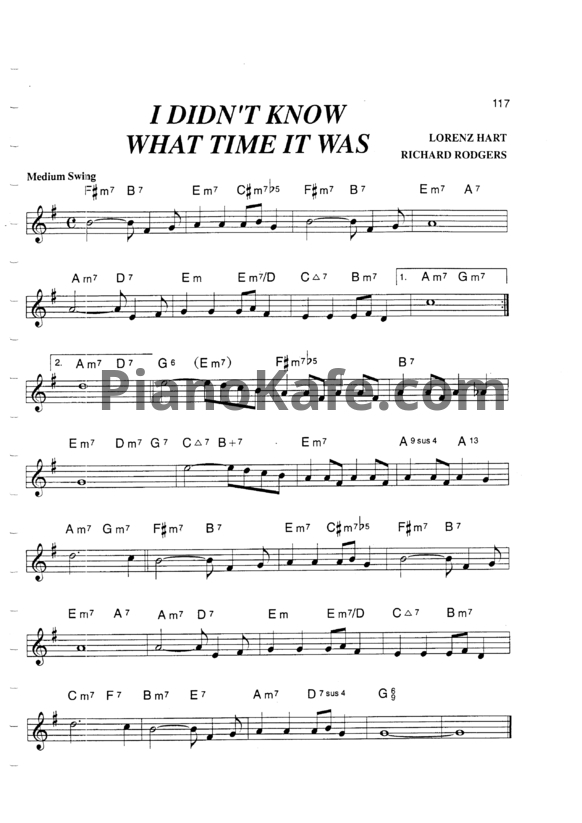 Ноты Lorenz Hart, Richard Rodgers - I didn't know what time it was - PianoKafe.com