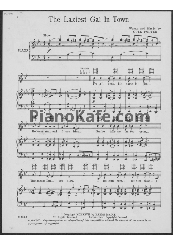 Ноты Cole Porter - The laziest gal in town - PianoKafe.com