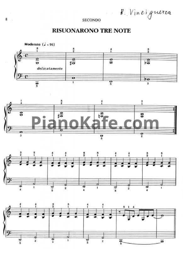 Ноты Рэмо Винчигуэрра - Звучание трёх нот (для фортепиано в 4 руки) - PianoKafe.com