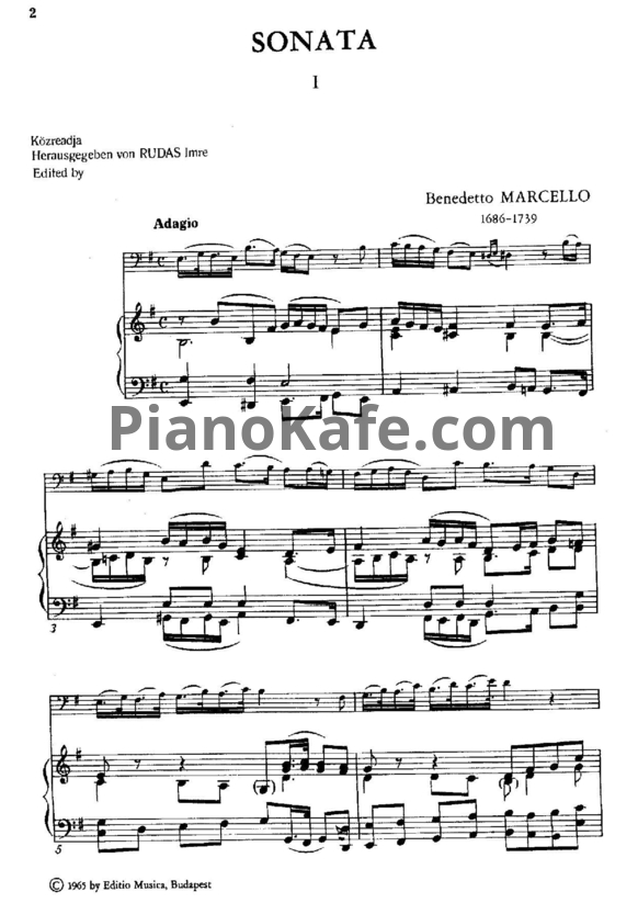 Ноты Б. Марчелло - Соната (Клавир и партия альта) - PianoKafe.com