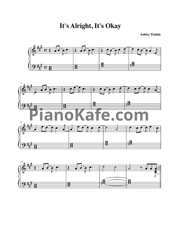 Ноты Ashley Tisdale - It"s alright it's ok - PianoKafe.com
