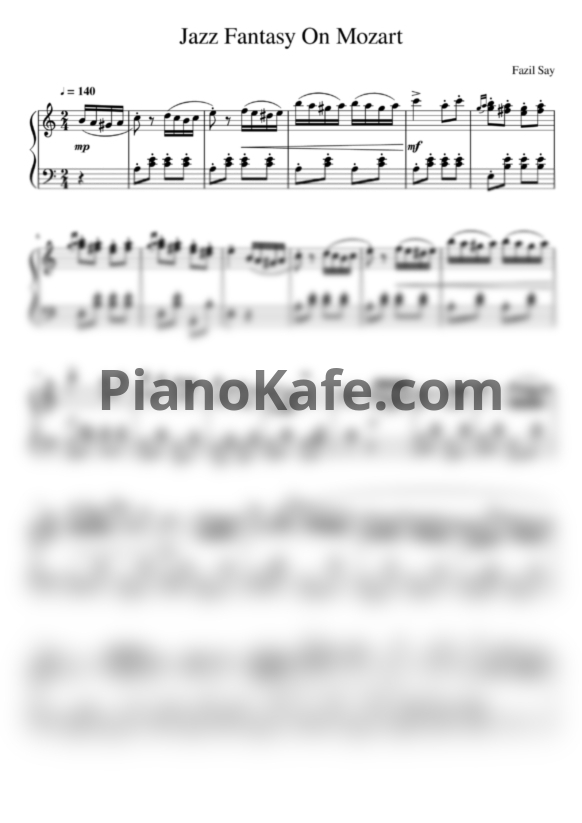 Ноты Fazil Say - Jazz Fantasy On Mozart (Turkish March Improvisation) - PianoKafe.com