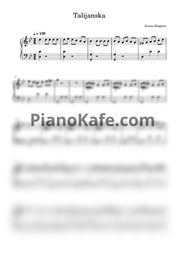 Ноты Goran Bregović - Talijanska - PianoKafe.com