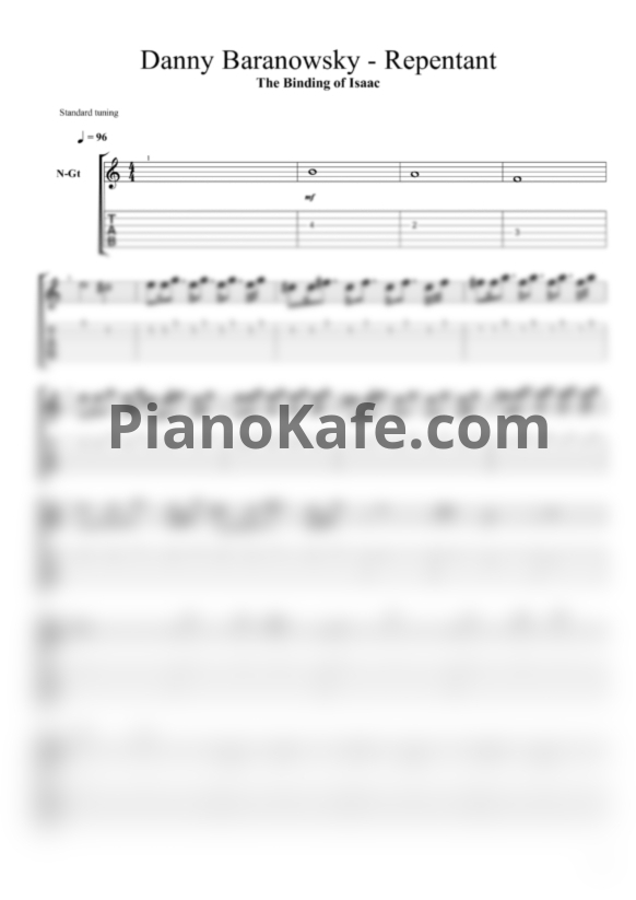 Ноты Danny Baranowsky - Repentant - PianoKafe.com