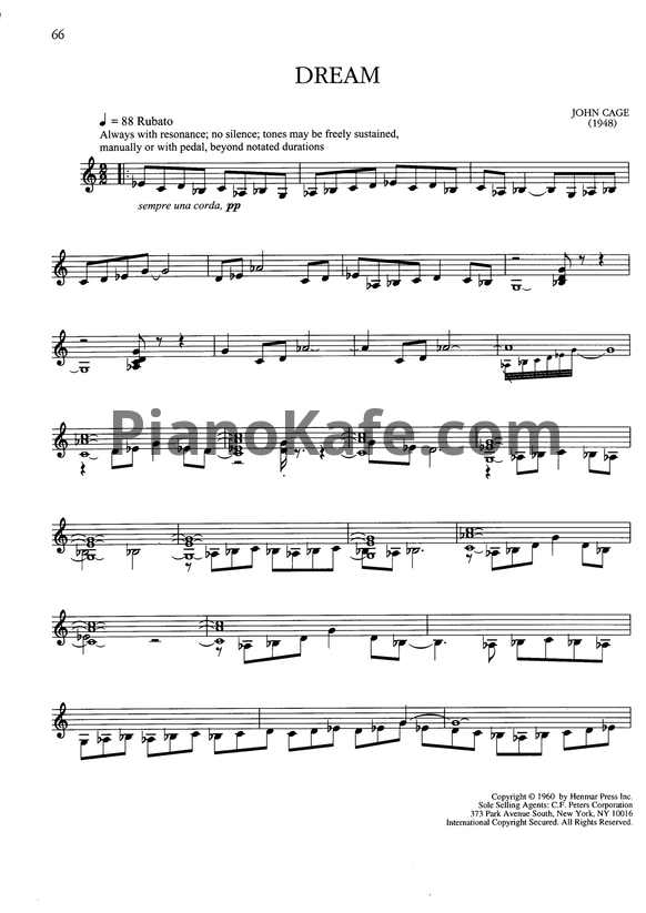 Ноты John Cage - Dream - PianoKafe.com