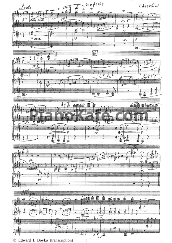 Ноты Луиджи Керубини - Симфония D-dur (Обработка для фортепиано в 4 руки Эдуарда Бойко) - PianoKafe.com