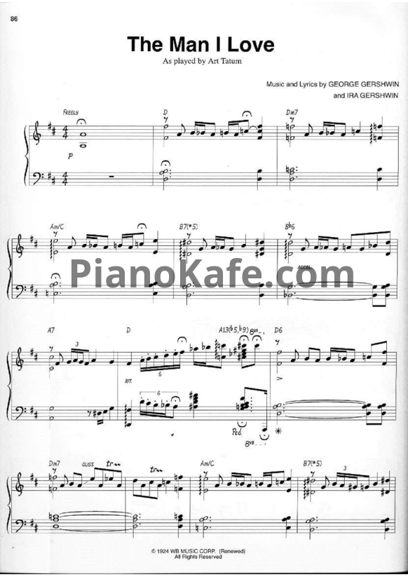 Ноты George Gershwin - The man I love - PianoKafe.com