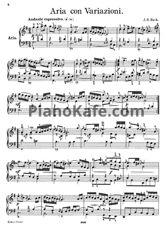Ноты И. Бах - Гольдберг-вариации (BWV 988) - PianoKafe.com