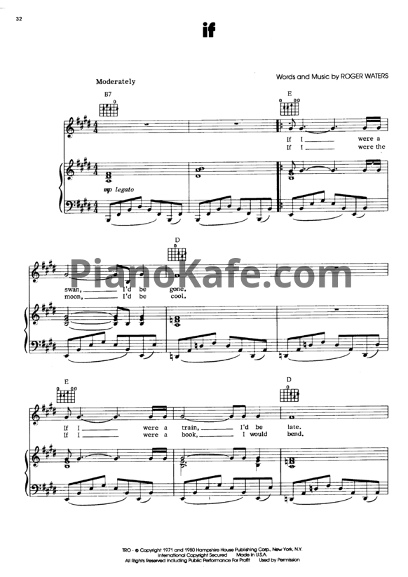 Ноты Pink Floyd - If - PianoKafe.com