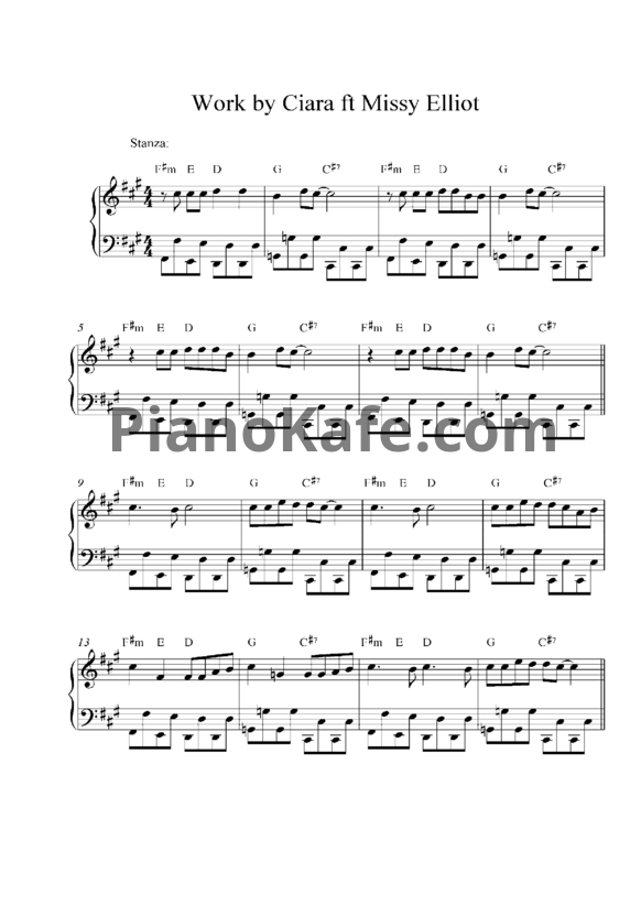 Ноты Ciara feat. Missy Elliott - Work - PianoKafe.com