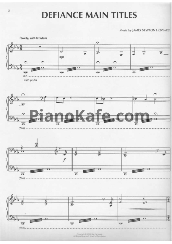 Ноты James Newton Howard - Defiance (Книга нот) - PianoKafe.com