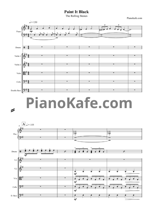 Ноты The Rolling Stones - Paint it black (Партитура и партии) - PianoKafe.com