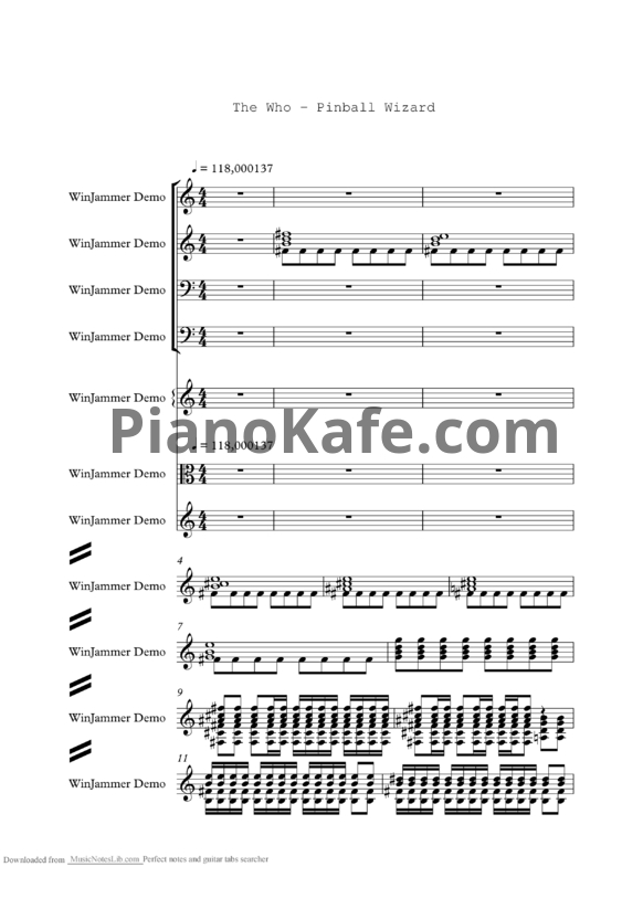 Ноты The Who - Pinball wizard - PianoKafe.com
