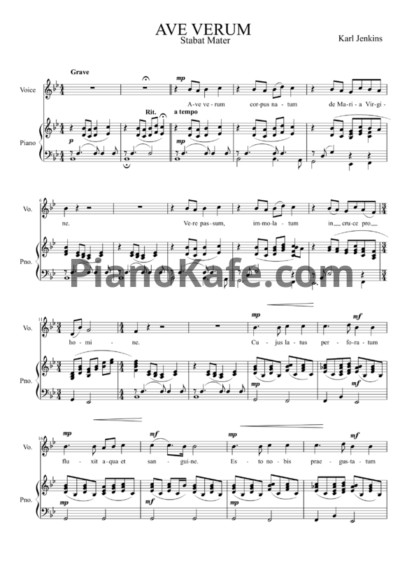 Ноты Karl Jenkins - Ave verum (Stabat Mater) - PianoKafe.com