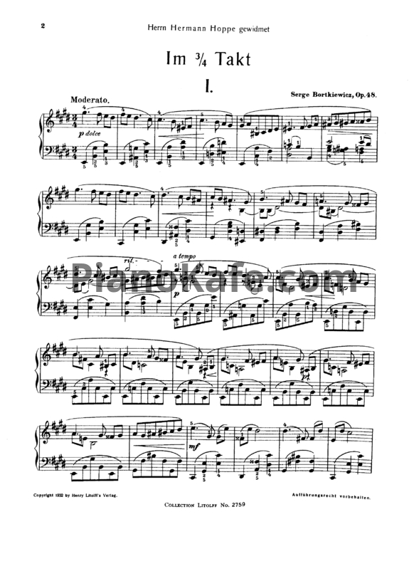 Ноты С. Борткевич - Im 3/4 такта (Op. 48) - PianoKafe.com