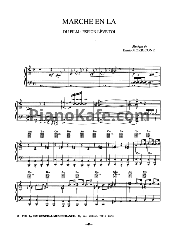 Ноты Ennio Morricone - Marche en la - PianoKafe.com