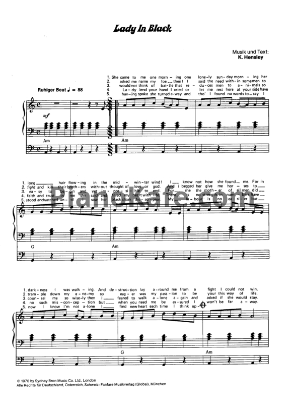 Ноты Uriah Heep - Lady in black - PianoKafe.com