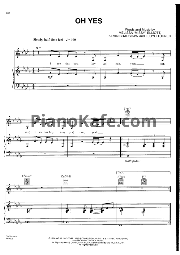 Ноты Whitney Houston - Oh yes - PianoKafe.com