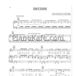 Ноты Paramore - Decode (Версия 3) - предпросмотр