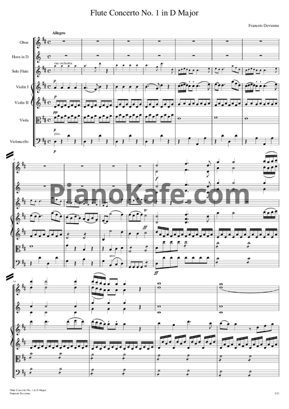 Ноты Франсуа Девьен - Концерт для флейты с оркестром №1 ре мажор (Партитура) - PianoKafe.com