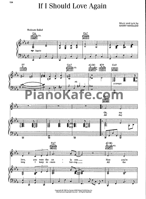 Ноты Barry Manilow - If I should love again - PianoKafe.com
