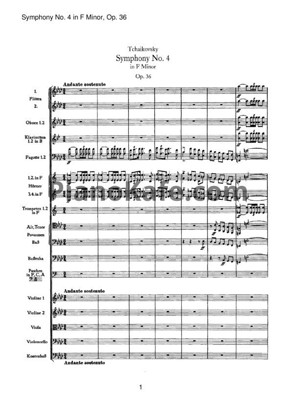 Ноты П. Чайковский - Симфония №4 Op. 36 (Партитура) - PianoKafe.com