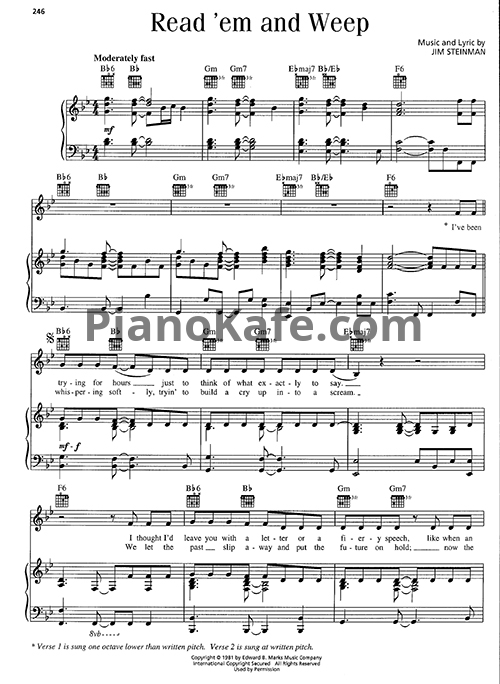 Ноты Barry Manilow - Read 'em and weep - PianoKafe.com