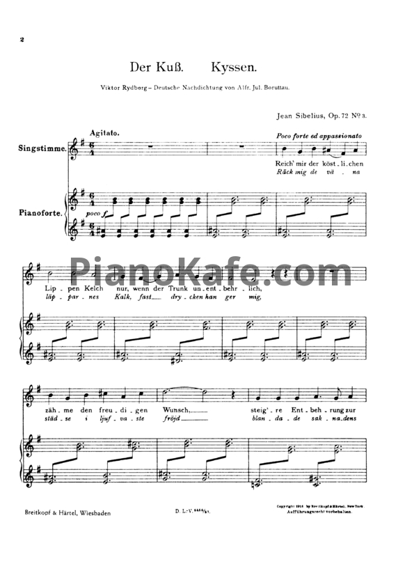 Ноты Ян Сибелиус - 6 песен (Op. 72) - PianoKafe.com